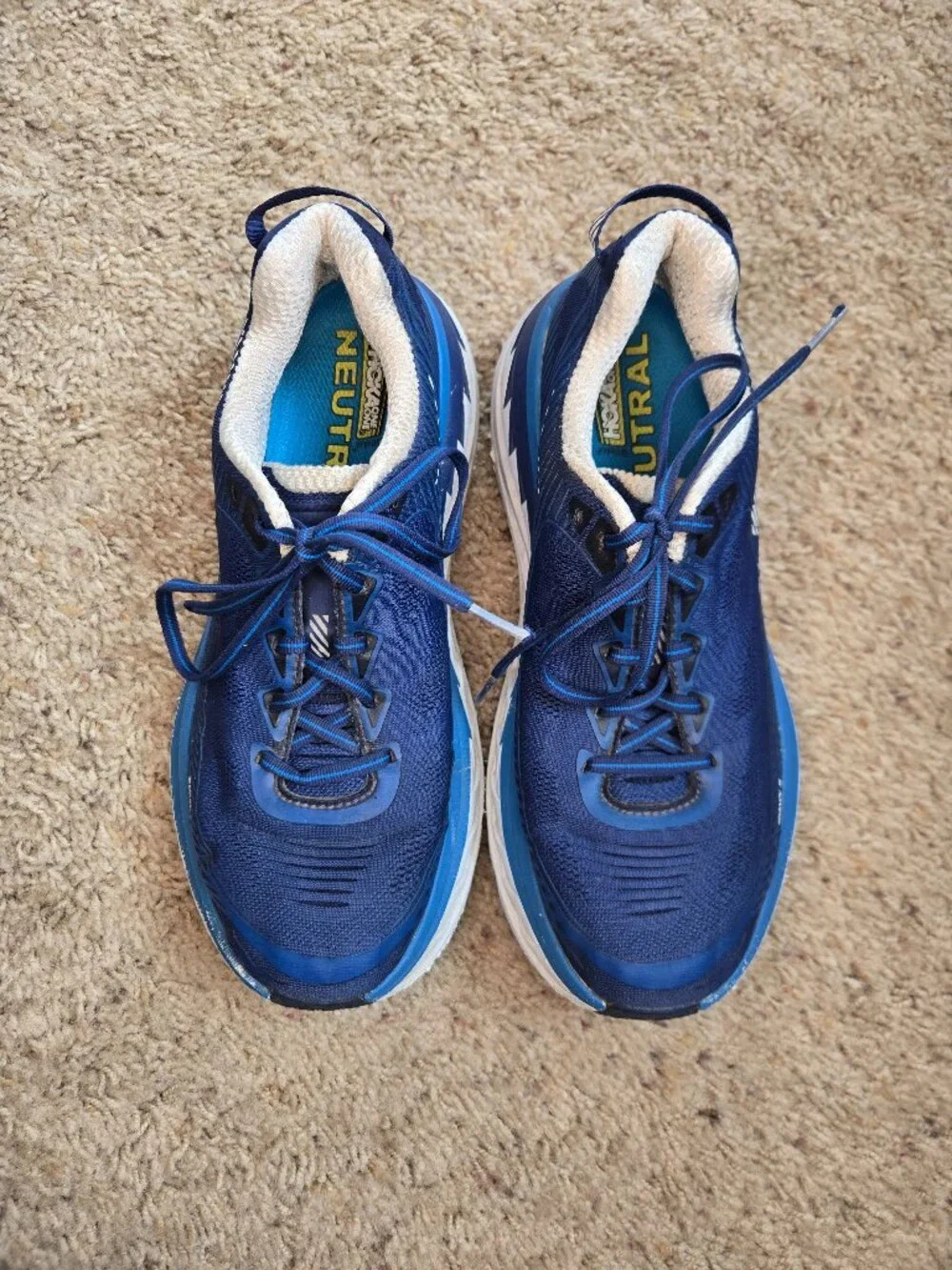 Hoka One One Bondi 5 Blue White Cushioned Running Shoes Men’s US Size 9